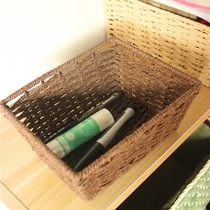 Small desktop key sundries storage box preparation storage box stationery finishing basket at the door change woven basket straw weaving