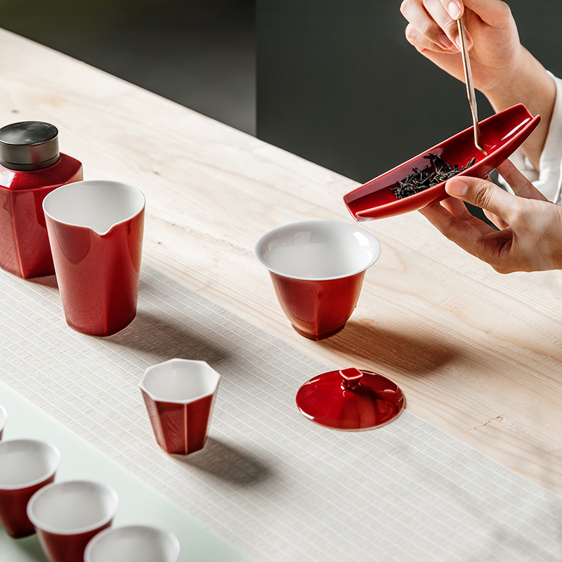 The Self - "appropriate content of jingdezhen tureen ruby red cup bowl tea Japanese hot kung fu tea set home