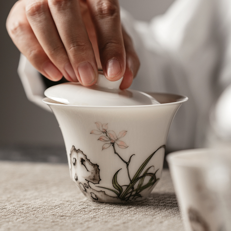 The Self - "appropriate content taihu hand - made tureen jingdezhen single CPU use kung fu tea bowl with a single suit