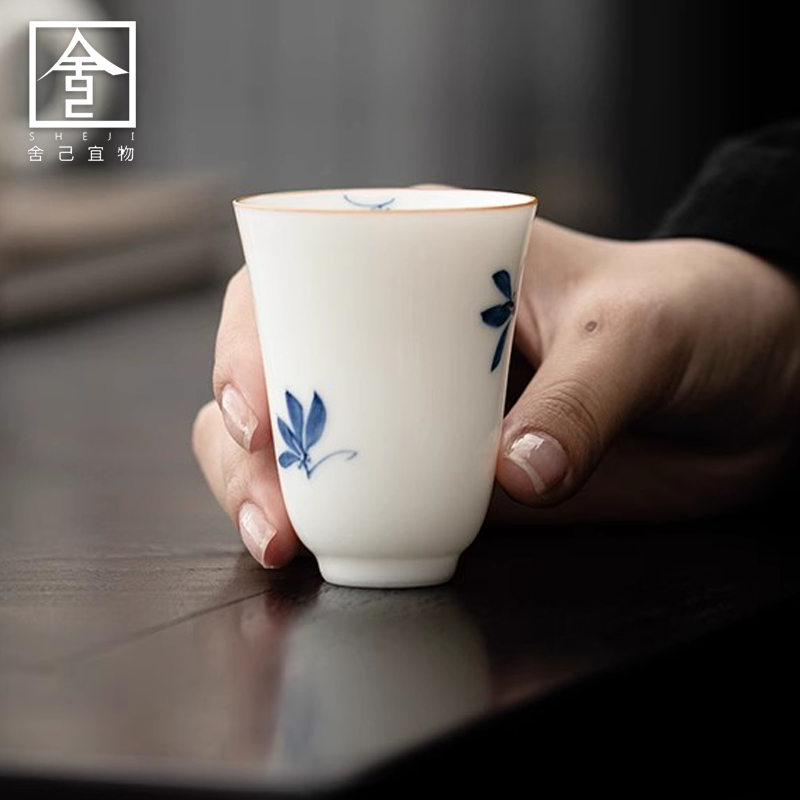 Pure Hand Painted Orchid Tea Cup Master's Cup Retro Thin Tire Ceramic Cup Tasting Cup Home Personal Single Cup Glazed Lower Colour Cup-Taobao