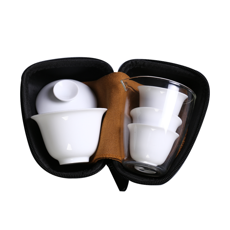Jingdezhen ceramic crack cup fashion tourism a pot of two cups of portable travel office kung fu tea set