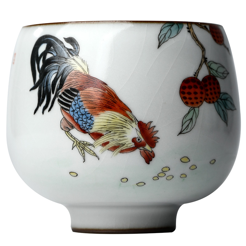 Your up hand - made master kung fu tea cup single CPU jingdezhen ceramic sample tea cup only zodiac chicken cup pure manual