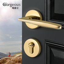 Gojazz indoor door lock mute bedroom door lock minimalist American gold home solid wood door handle Split Lock