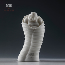 To the letter of the whole piece of natural white marble Maitreya smiling Buddha handmade Buddha statue home accessories gifts