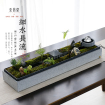 Zhi Xintang whole piece of natural black gold stone bonsai handmade Chinese granite stone ornaments handicraft office gift