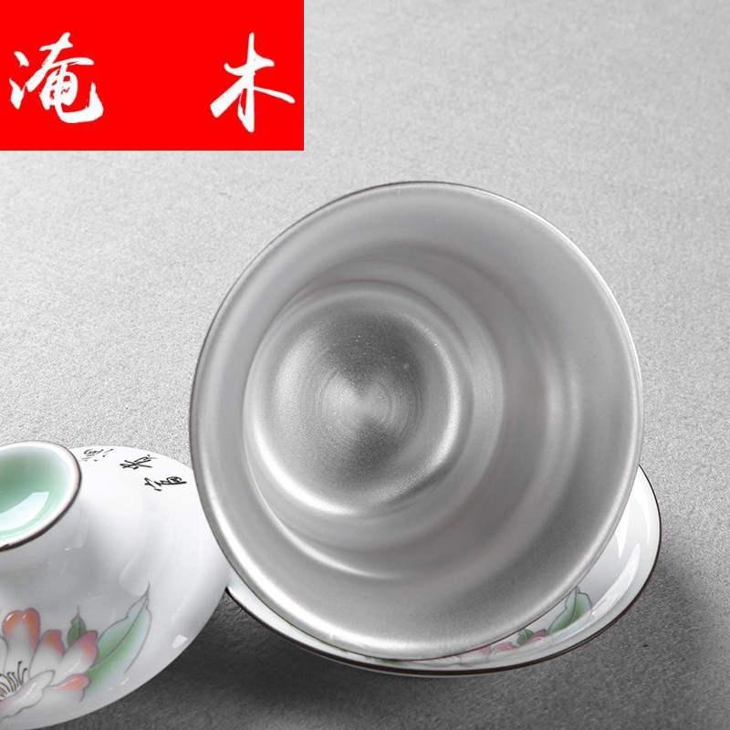 Submerged wood 999 sterling silver, kung fu tea set ceramic tureen tea cup manually coppering. As three silver tureen household porcelain mercifully
