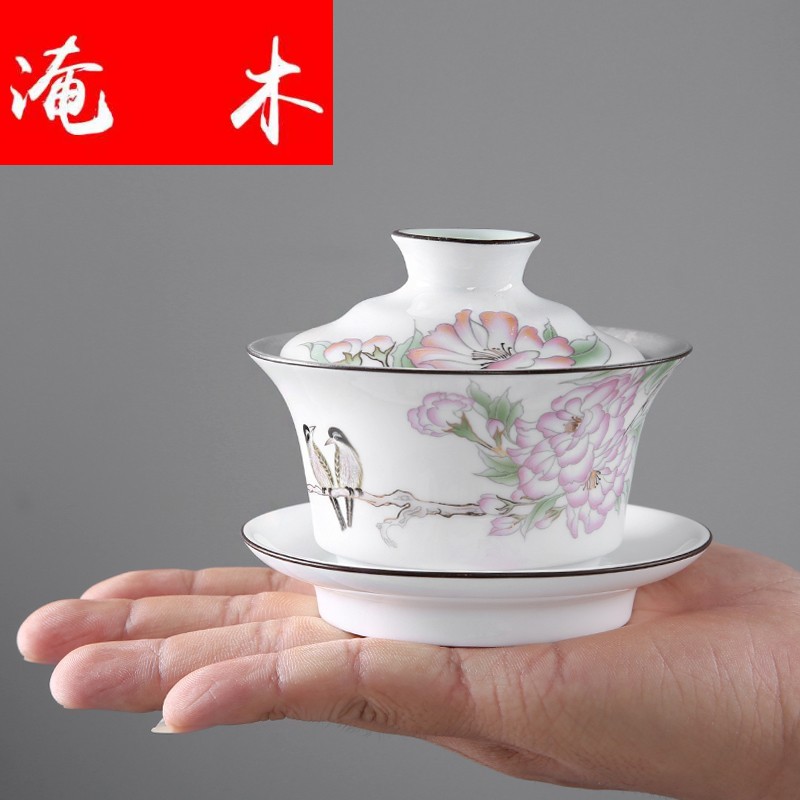 Submerged wood 999 sterling silver, kung fu tea set ceramic tureen tea cup manually coppering. As three silver tureen household porcelain mercifully