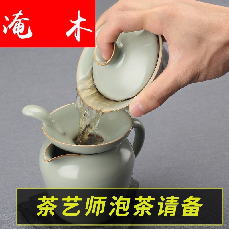 Flooded wood jingdezhen manual measured your up CPU use household size only three tureen suit kung fu tea set