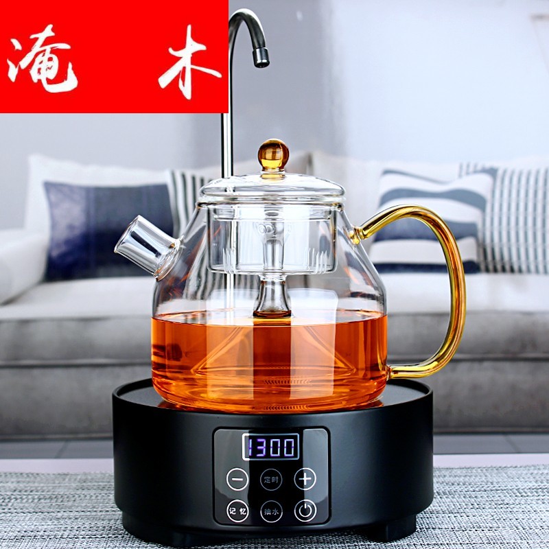 Flooded wooden steaming full glass teapot with automatic pumping on hydropower TaoLu heat - resistant glass teapot steam boiling tea