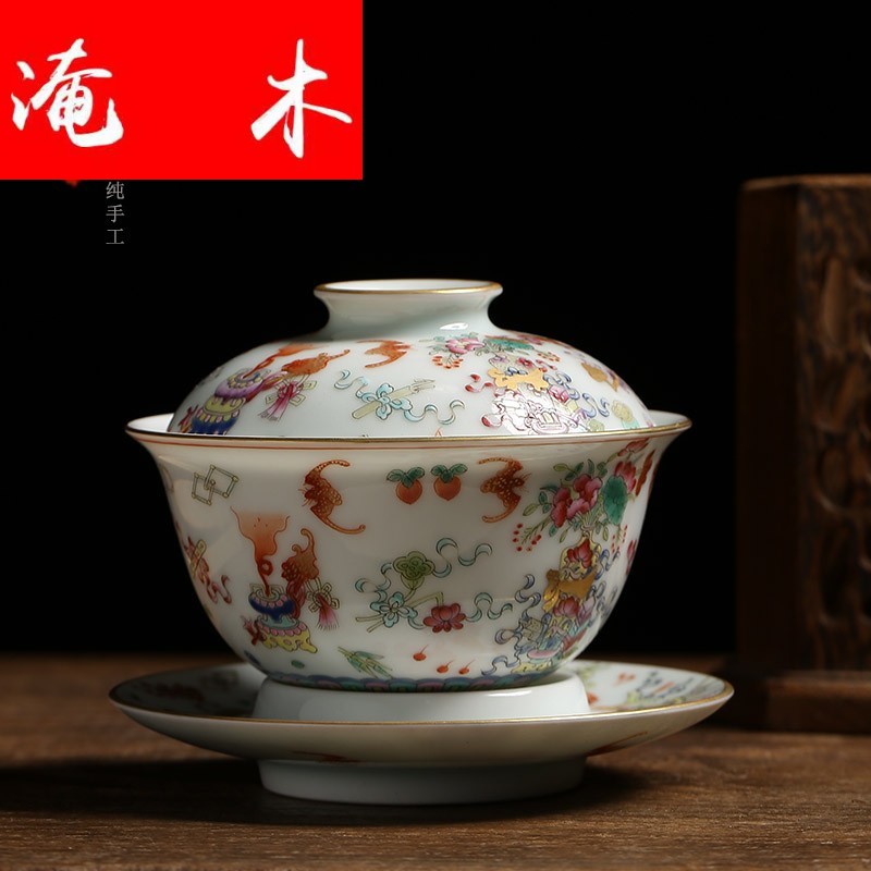 Submerged wood level pastel paint antique grain tureen jingdezhen manual all three bowl tea hand - made