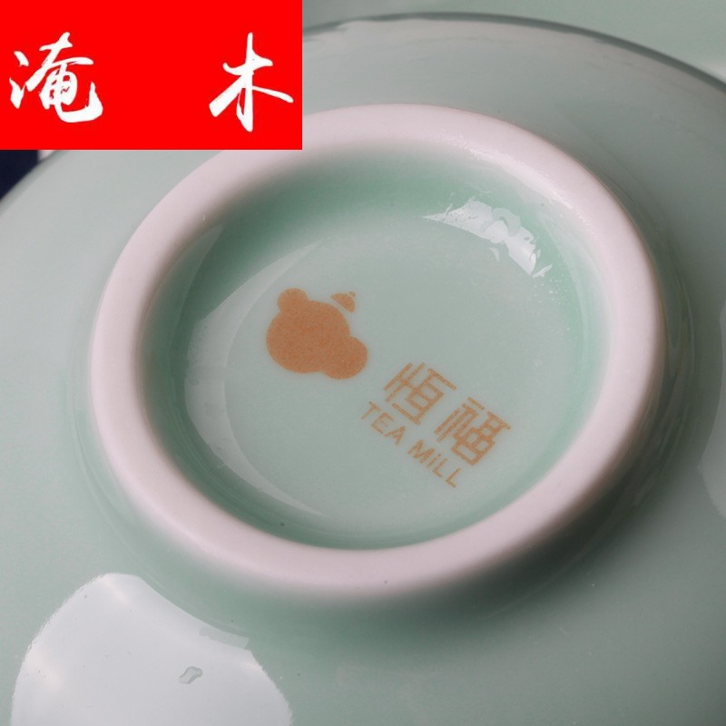 Flooded wooden tea service of jingdezhen ceramic kung fu tea set three standard tureen celadon bowl teapot teacup