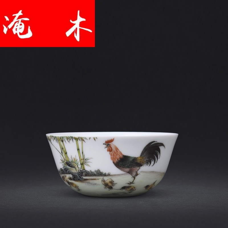 Flooded pure hand - made wooden jingdezhen ceramics powder enamel cup chicken cylinder sample tea cup kung fu tea tea masters cup