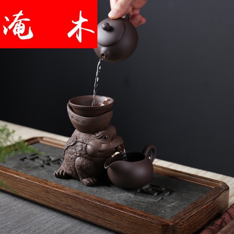 Submerged wood kung fu tea accessories undressed ore ceramic purple lazy people can keep spittor the mythical wild animal make tea tea filter filter
