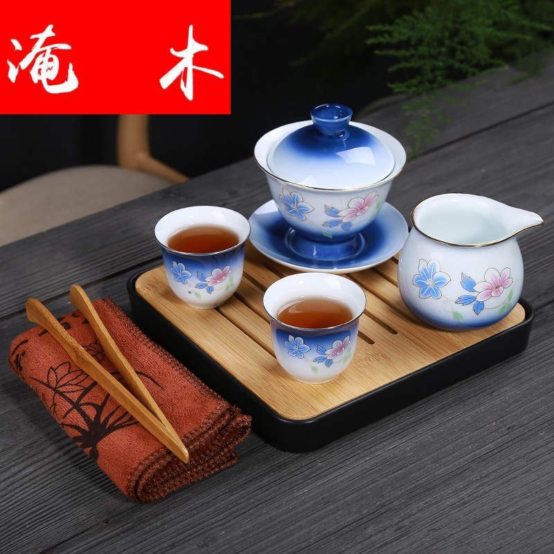 Submerged wood see colour ceramic tureen manual spray three large cup tea bowl to bowl of kung fu tea set home outfit