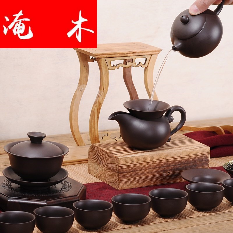 Submerged wood, ceramic art hall of violet arenaceous tureen kung fu tea cups large ancient ceramic home only three bowl of tea tea restoring ancient ways