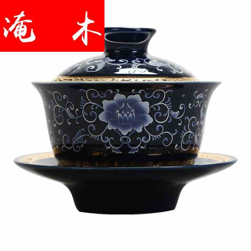 Submerged wood jingdezhen silver tea set 999 thickening kung fu tureen coppering. As silver cup bowl of blue and white gold ceramic tea set interface