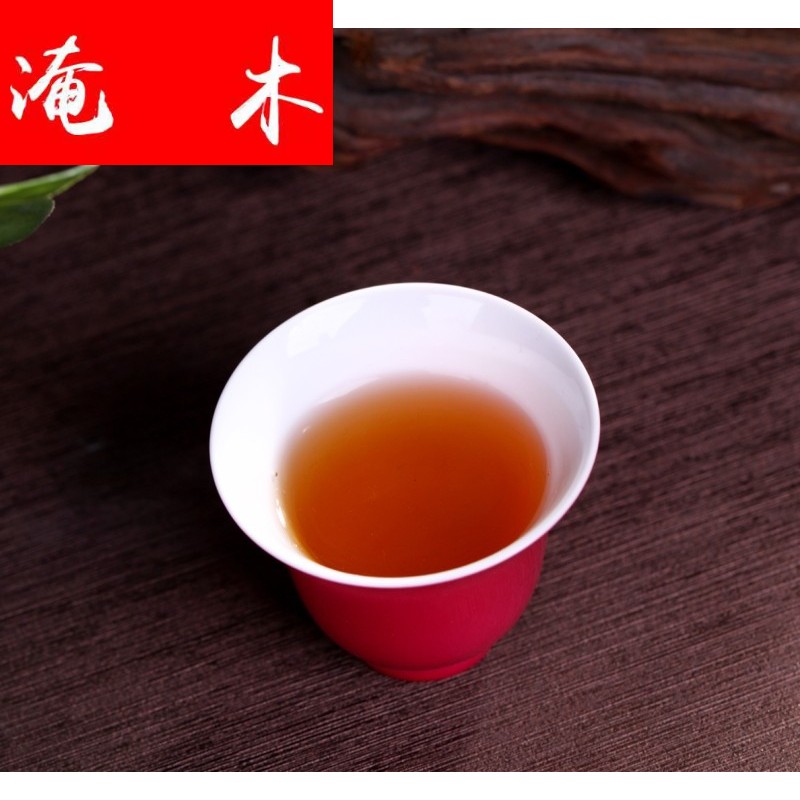 Water flooded wood jingdezhen manual powder enamel rouge tureen set of product a cup of tea tea bowl sample tea cup