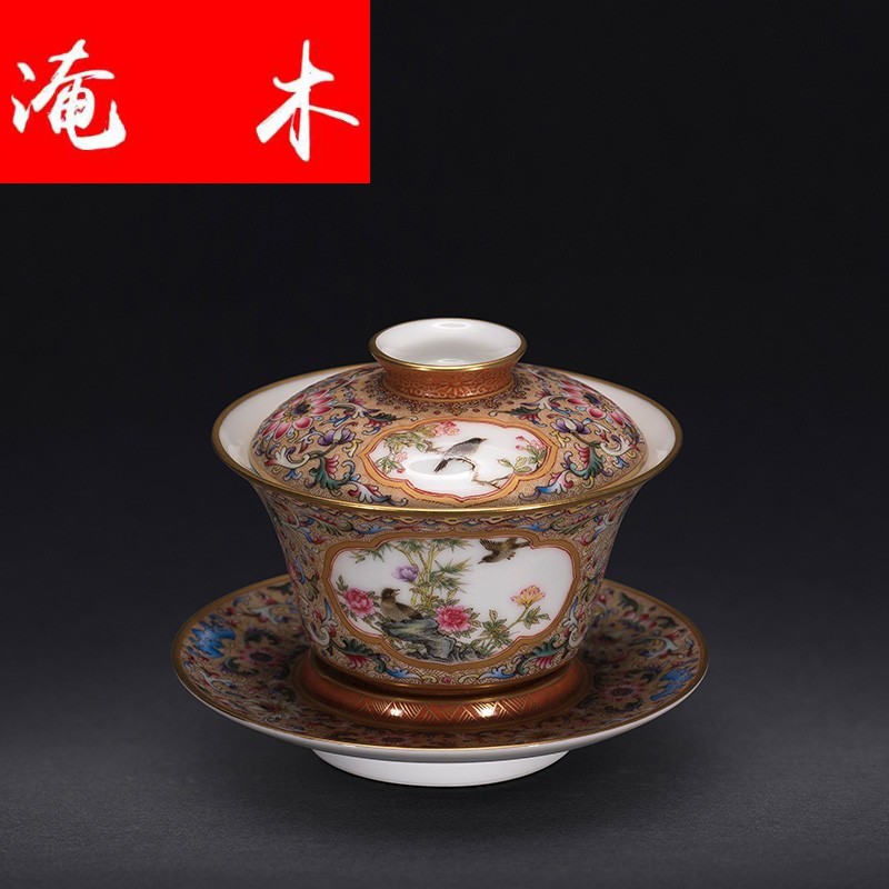 Submerged ancient wood restoring ancient ways of jingdezhen ceramic hand - made colored enamel tureen kung fu tea tea cups three tureen