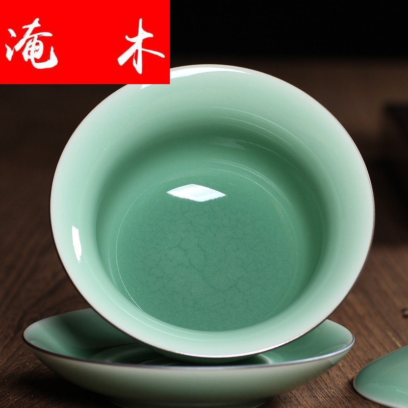 Submerged wood only three tureen ceramic cups name plum green manual kung fu tea tea tea bowl thin body glaze thick