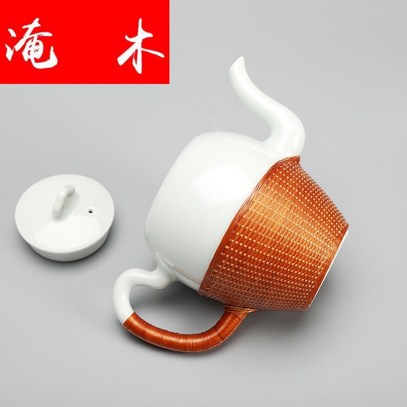 Submerged wood jingdezhen ceramic tea set home little teapot checking bamboo has tea white porcelain contracted kunfu tea