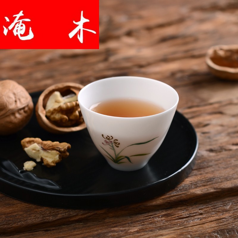 Submerged wood jingdezhen jade mud sample tea cup all hand master of kung fu tea set sample tea cup enamel hand - made of CPU customization