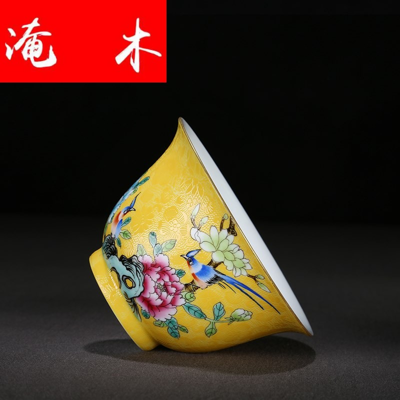 Flood light wood key-2 luxury of jingdezhen ceramics steak spend tureen three to kung fu tea powder enamel handpainted tureen tea bowl