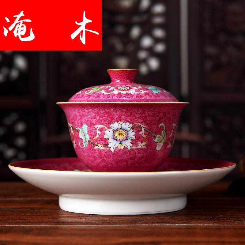 Submerged wood jingdezhen traditional craft ceramics single tureen kung fu tea colored enamel rake flowers with up phnom penh