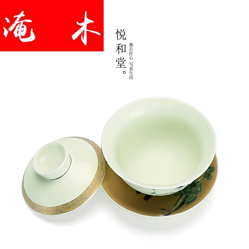 Flooded jingdezhen wood powder enamel tureen large ceramic kung fu tea tea for only three bowl to bowl teapot tea