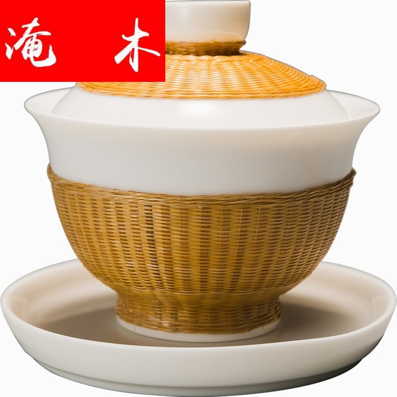 Flooded wood, bamboo states porcelain white porcelain tureen checking bamboo has large only three bowl tea cup kung fu tea set