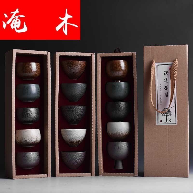 Submerged wood, five lines of individual cups sample tea cup masters cup set Japanese coarse ceramic up kung fu tea set