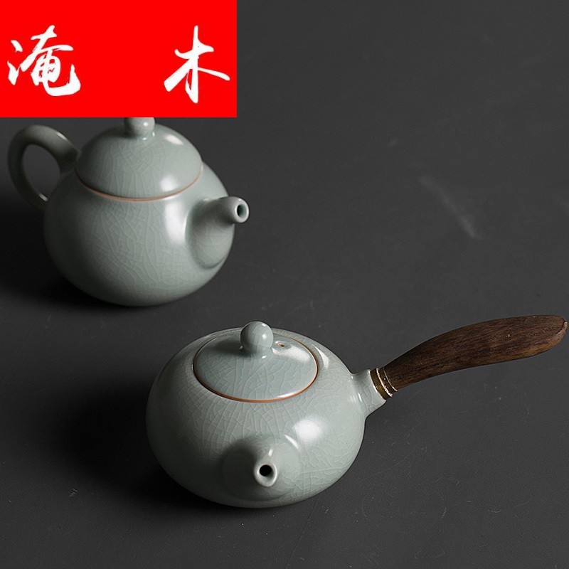 Submerged wood your up porcelain ceramic teapot pomelos pot teapot large lateral shot the pot of wooden household kung fu tea set