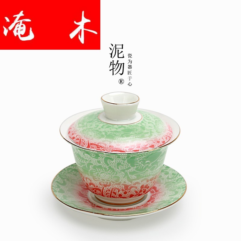 Flooded tureen tea hand - made wooden jingdezhen ceramics gradient pastel steak spend three to tureen large tea cups of tea