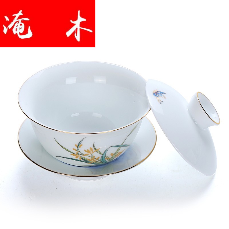 Flooded demand from the sweet ceramic tureen kung fu tea set white porcelain three to make tea bowl to bowl large bowl bowl