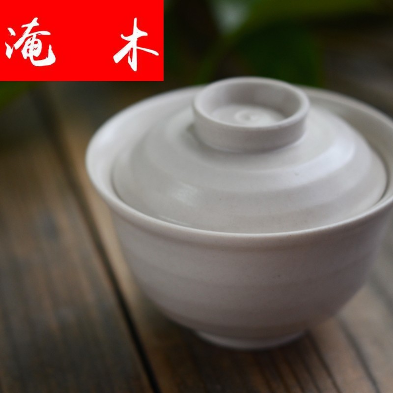 Flooded jingdezhen Japanese antique wood plant ash checking ceramic kung fu tea set cream - colored tureen 00 ml simple but elegant tea