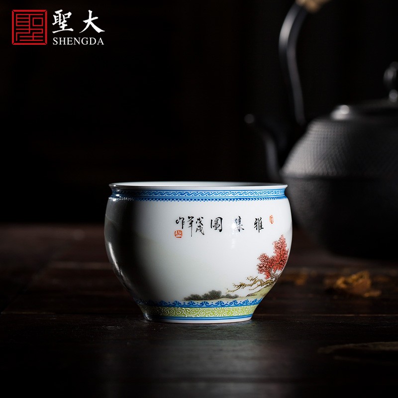 Submerged wood master kung fu tea cup hand - made pastel chart beam sample tea cup expressions using manual of jingdezhen tea service