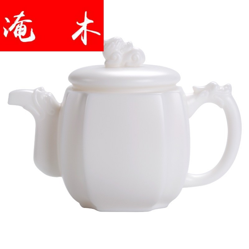 Submerged wood inferior smooth high - white guo - jin zhang auspicious tianbao pot of tea CiHu household single dehua ceramic teapot