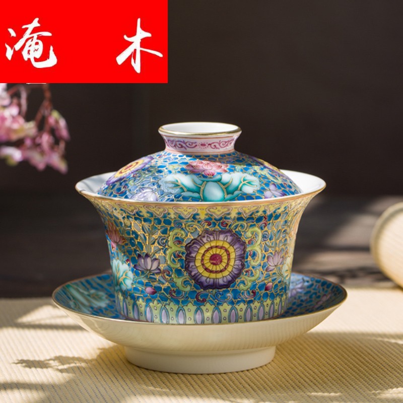 Submerged wood capacity up enamel see colour tureen jingdezhen ceramic manual three bowl kung fu tea cups