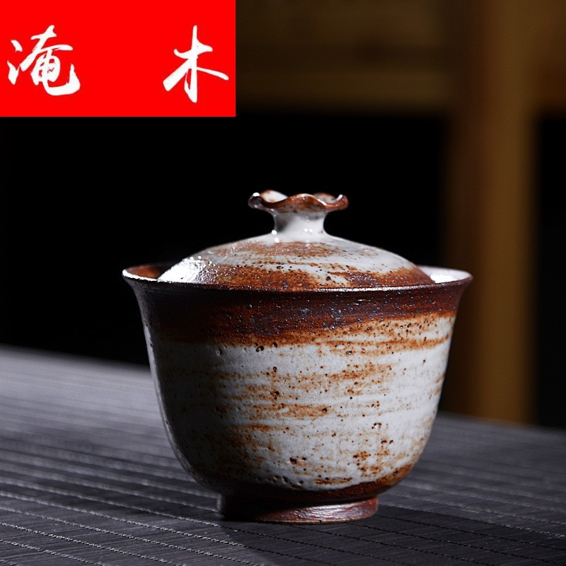 Flooded wooden Japanese style restoring ancient ways to burn only coarse pottery tureen three bowls of archaize work hand in hand to use to use ceramic cups