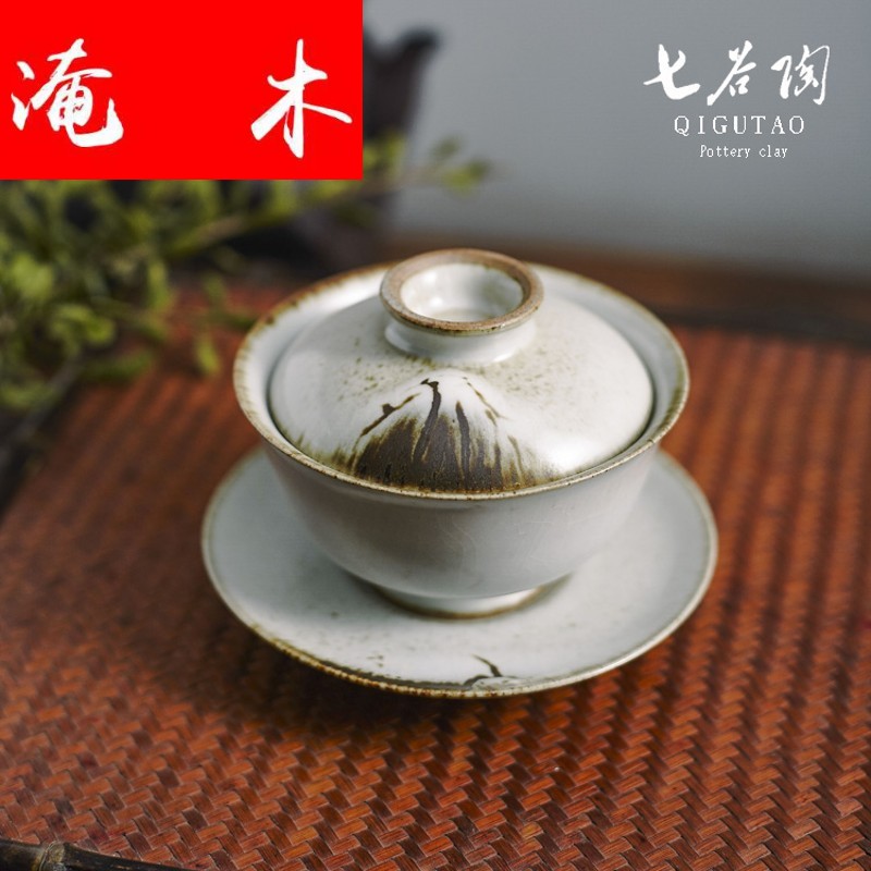 Submerged wood all hand jingdezhen ceramic metal variable glaze super - sized three bowl cups tureen