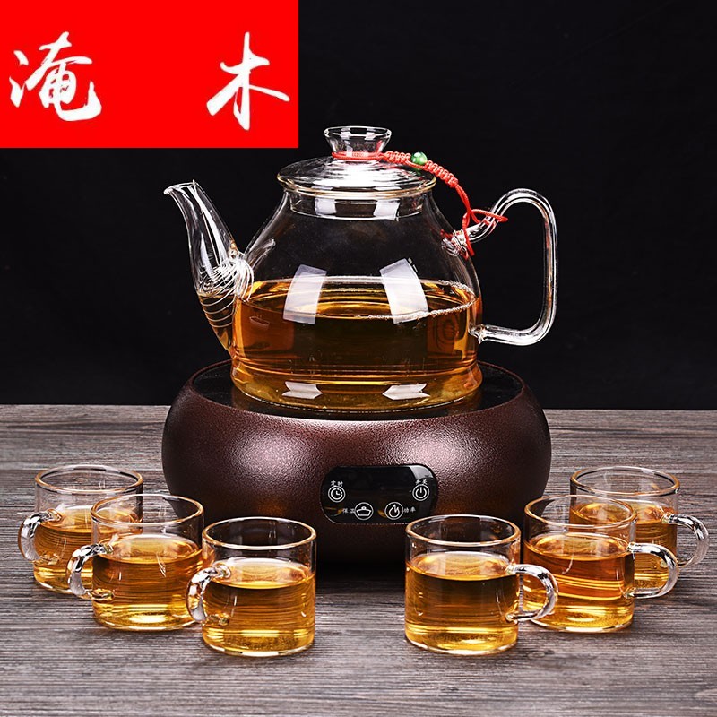 Submerged wood more heat resistant glass teapot the boiled tea, the electric TaoLu suit household black crystal plate electric TaoLu boil tea