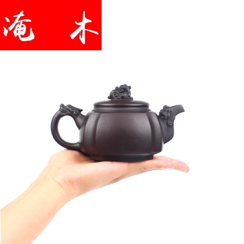 Submerged wood yixing masters all hand it undressed ore old purple clay sifang dragon statute of the teapot tea set origin