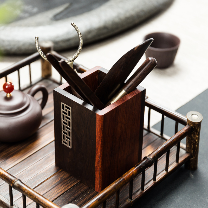 NiuRen ebony wood of black tea six gentleman tea tray, tea art furnishing articles ChaGa ChaZhen tea way with parts