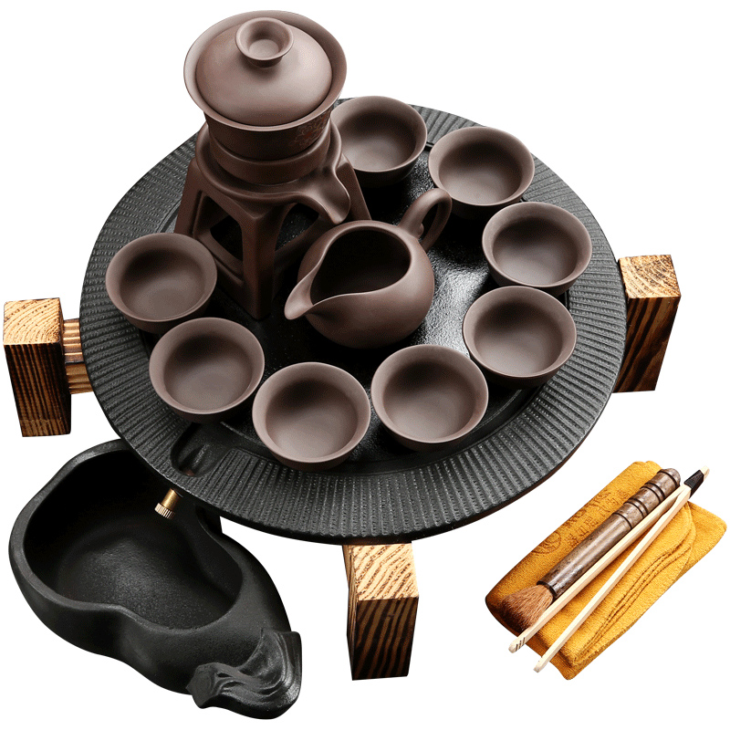 NiuRen retro stone mill automatic tea set ceramic color tea tray was home a whole set of violet arenaceous kung fu tea sets tea table