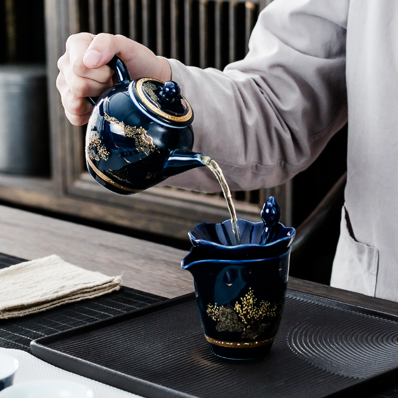 NiuRen kung fu tea set a complete set of blue and white porcelain tea set home office suit side put pot of ceramic cups gift box