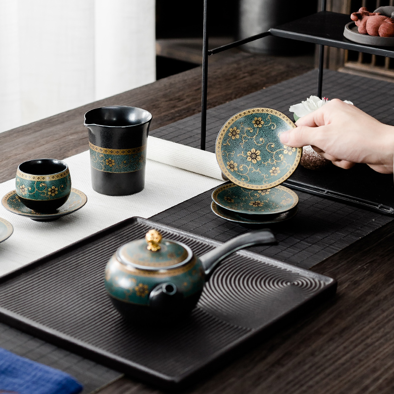 NiuRen saucer of black glass cup mat coarse pottery tea mat old household kung fu tea set contracted period of mud tea spare parts