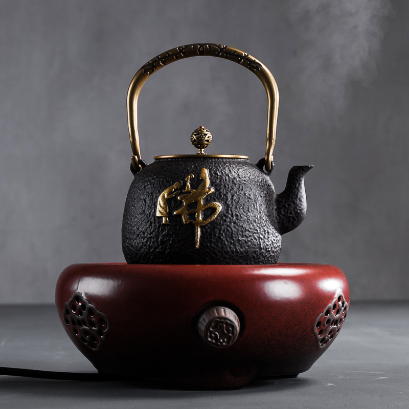 Cast iron teapot NiuRen iron pot kettle electric TaoLu boiled tea, the Japanese iron kettle boiling kettle package by hand