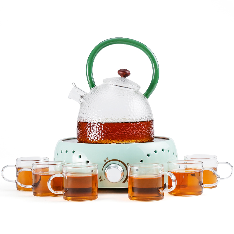 NiuRen more heat resistant glass tea set suit household teapot teacup the boiled tea, the electric TaoLu pu 'er tea steamer