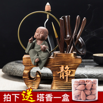 Niu Ren Tea Road Six Gentleman Kung Fu Tea Accessories Tea Accessories Tea Art Composition Suit Black Sandalwood Solid Wood Tea Clip Tea Pampers