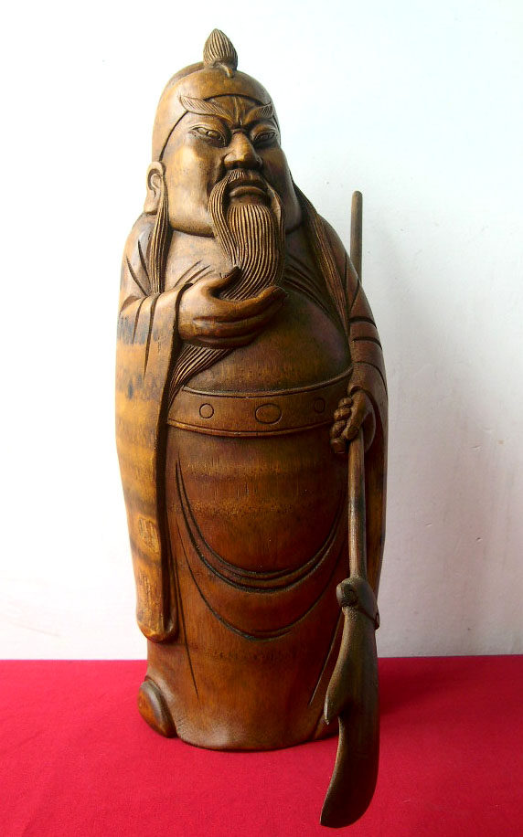 【巧兮竹根雕】摆件 关公 创意家居招财摆设纯手工竹雕刻开业礼物