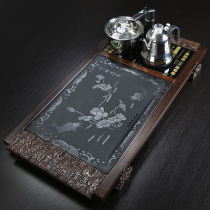 Kung Fu tea set household black gold stone ebony solid wood simple tea tray tea table drainage tea sea automatic boiling water
